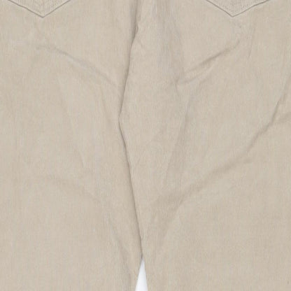 Marks and Spencer Mens Beige Cotton Trousers Size 40 in L33 in Slim Zip - Long Leg