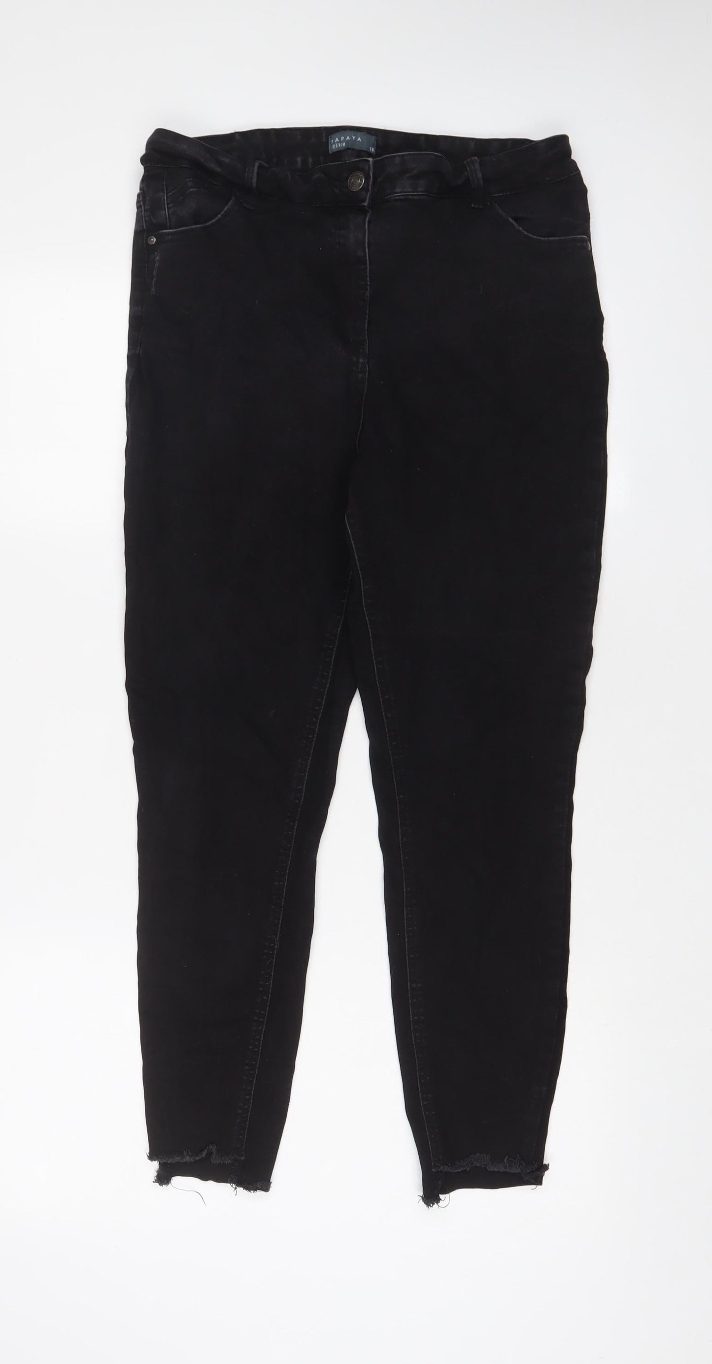Womens UK Size 16 Papaya Regular Fit Skinny Black Jeans