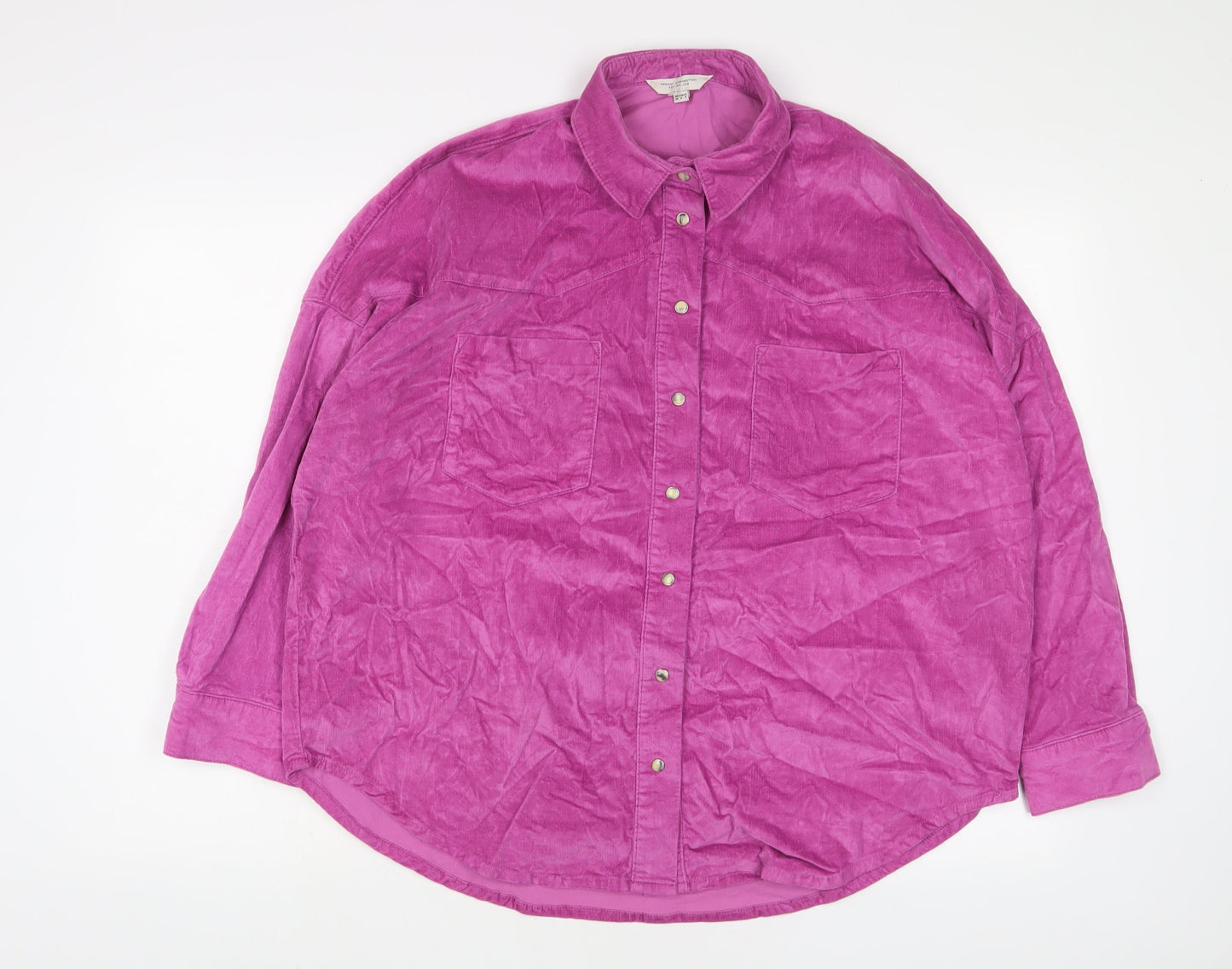 French Connection Womens Purple Cotton Basic Button-Up Size 10 Collared