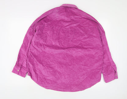French Connection Womens Purple Cotton Basic Button-Up Size 10 Collared