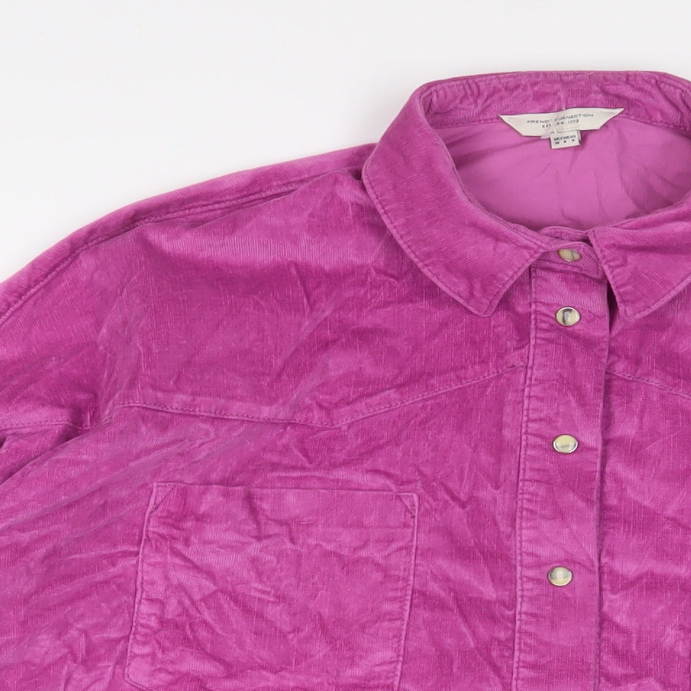 French Connection Womens Purple Cotton Basic Button-Up Size 10 Collared