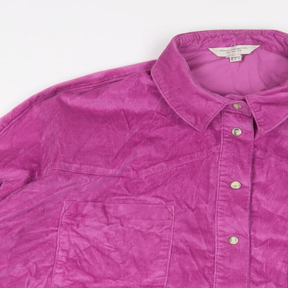 French Connection Womens Purple Cotton Basic Button-Up Size 10 Collared