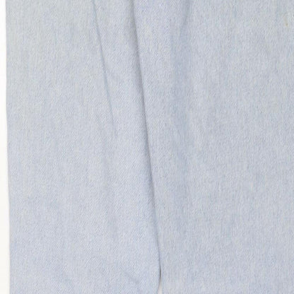 Zara Womens Blue Cotton Straight Jeans Size 8 L31 in Regular Button - Glitter