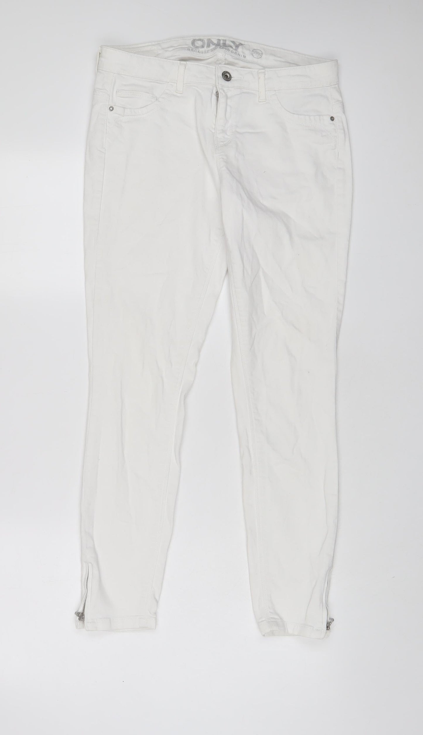 Only Womens White Cotton Skinny Jeans Size 30 in L32 in Regular Zip