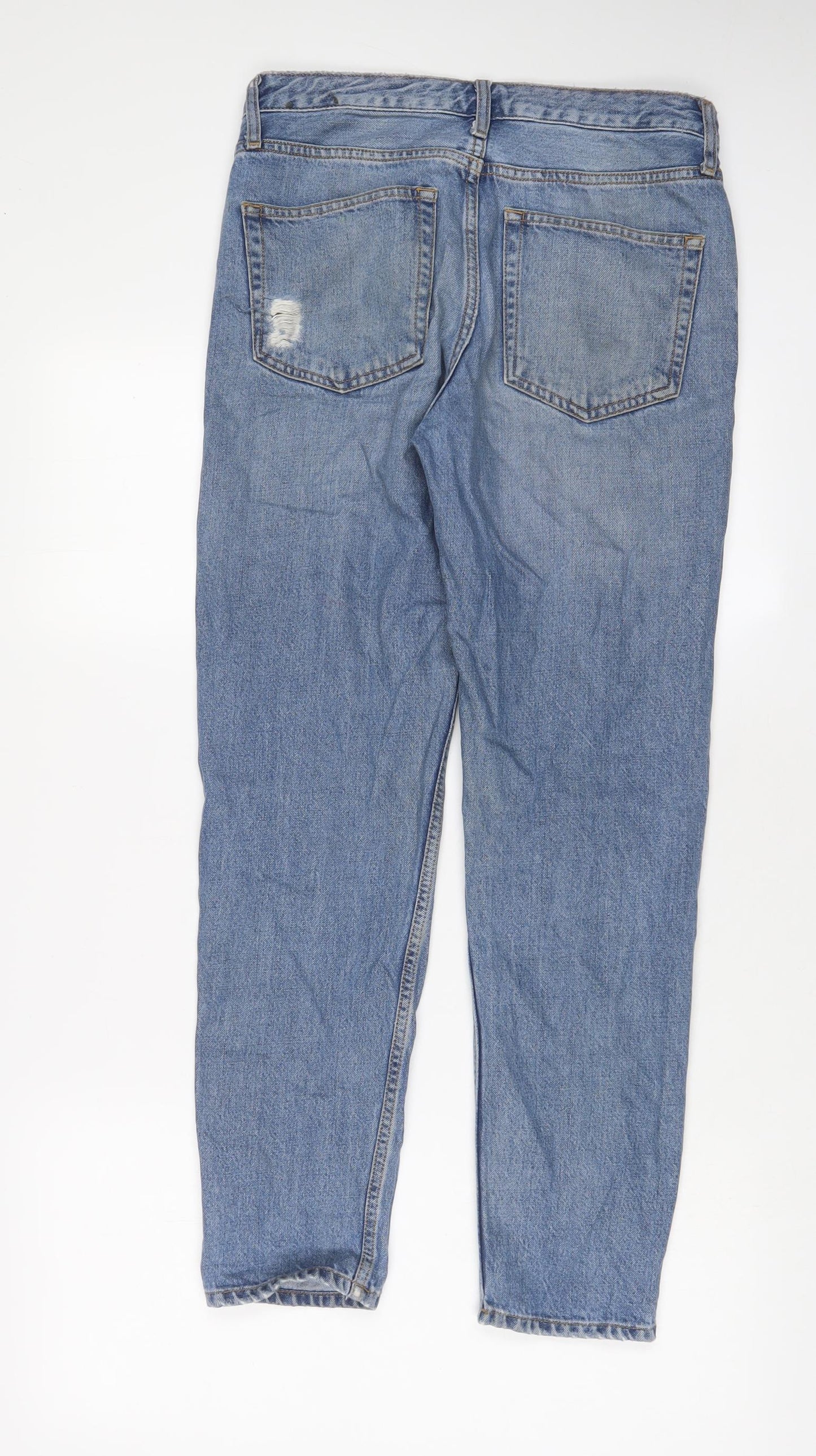 Topshop Womens Blue Cotton Straight Jeans Size 24 in L32 in Regular Button