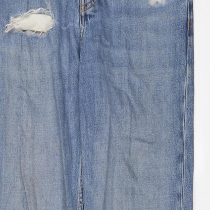 Topshop Womens Blue Cotton Straight Jeans Size 24 in L32 in Regular Button
