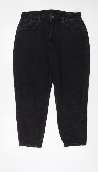 Reclaimed Vintage Womens Black Cotton Mom Jeans Size 34 in L25 in Regular Zip