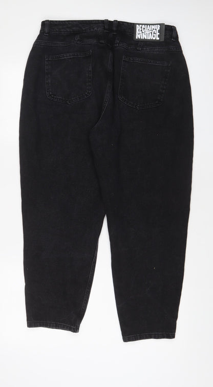 Reclaimed Vintage Womens Black Cotton Mom Jeans Size 34 in L25 in Regular Zip