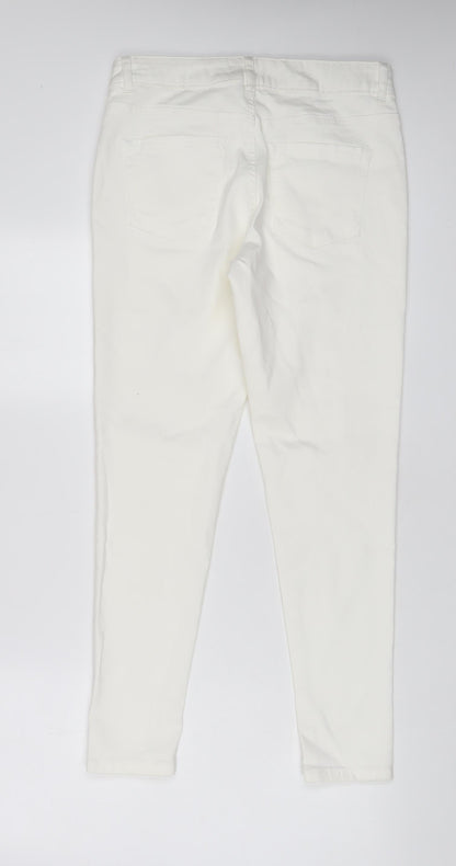 TU Womens White Cotton Skinny Jeans Size 12 L28 in Regular Zip