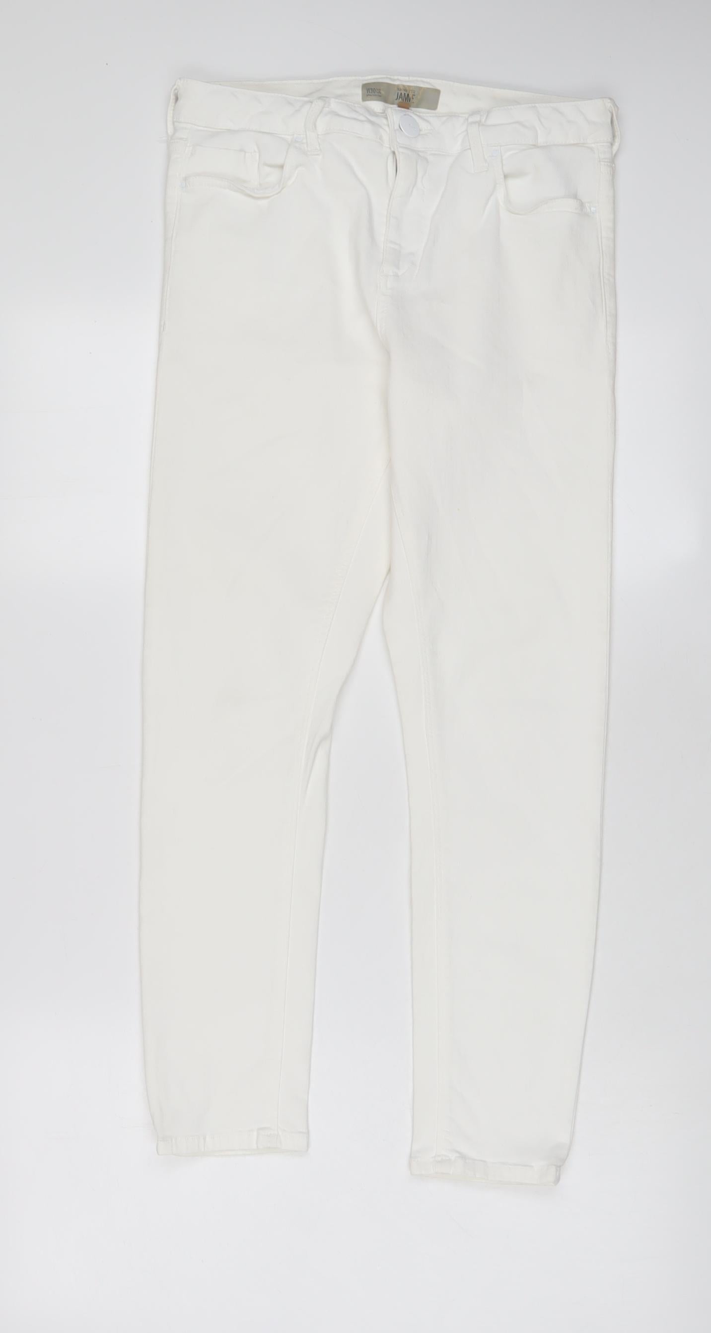 Topshop Womens White Cotton Skinny Jeans Size 30 in L30 in Regular Zip