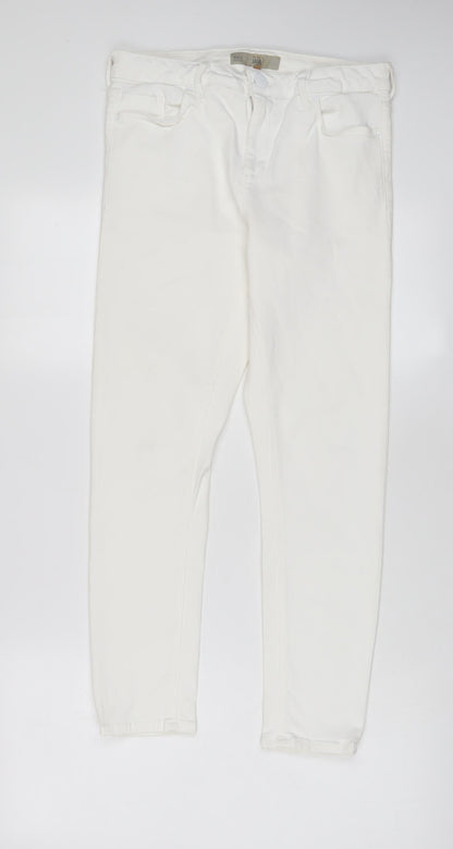 Topshop Womens White Cotton Skinny Jeans Size 30 in L30 in Regular Zip