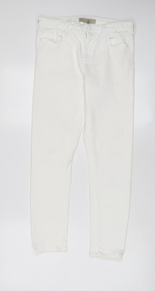 Topshop Womens White Cotton Skinny Jeans Size 30 in L30 in Regular Zip