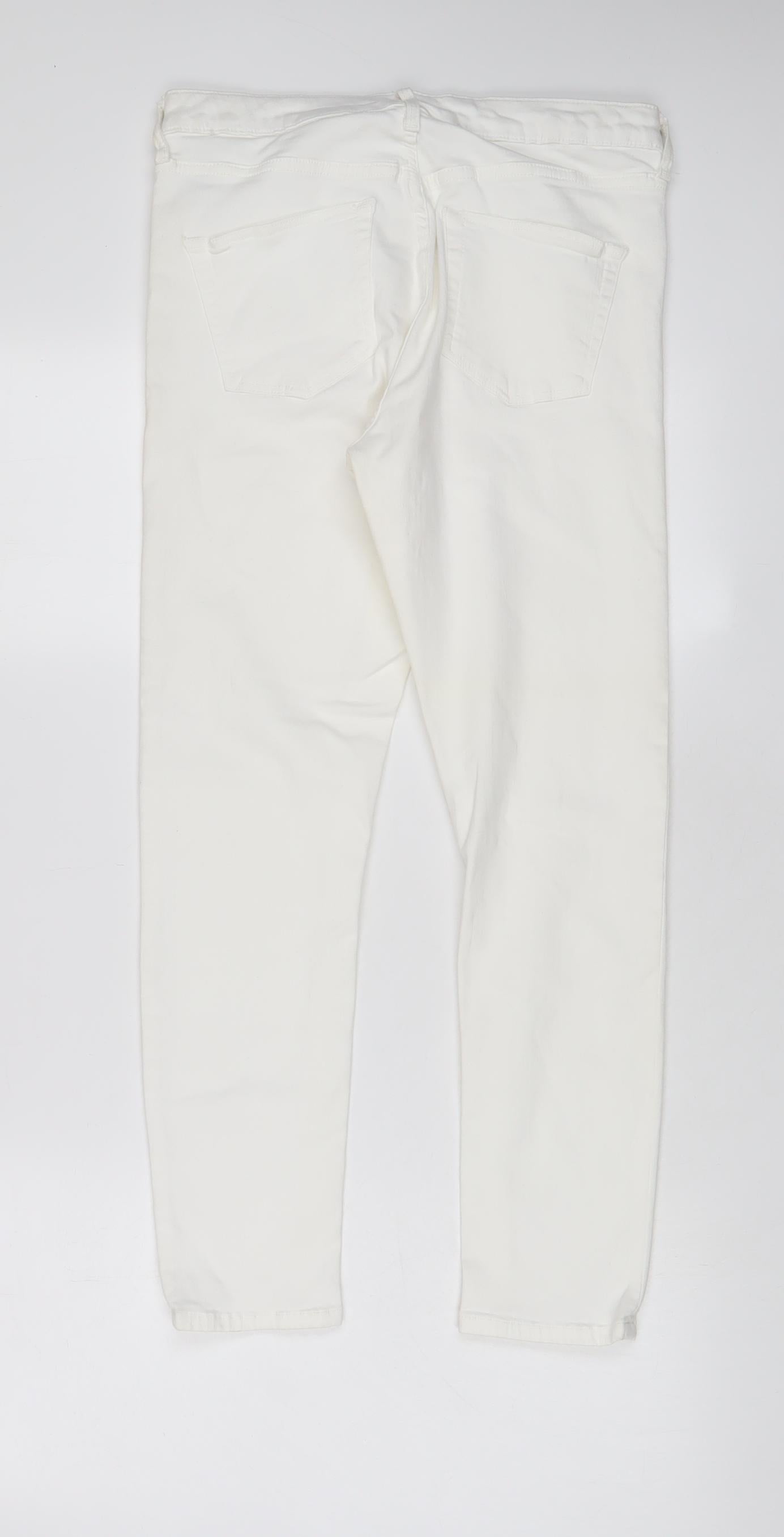 Topshop Womens White Cotton Skinny Jeans Size 30 in L30 in Regular Zip