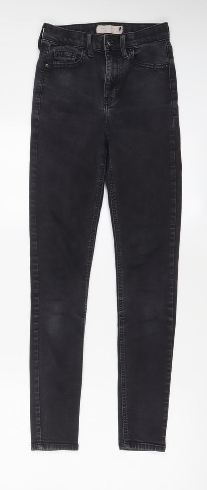 Topshop Womens Black Cotton Skinny Jeans Size 25 in L34 in Regular Zip
