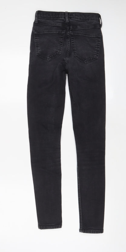 Topshop Womens Black Cotton Skinny Jeans Size 25 in L34 in Regular Zip