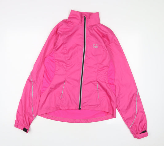 Additional front view of Beverly Hills women’s pink jacket, size UK 10, zip - breathable