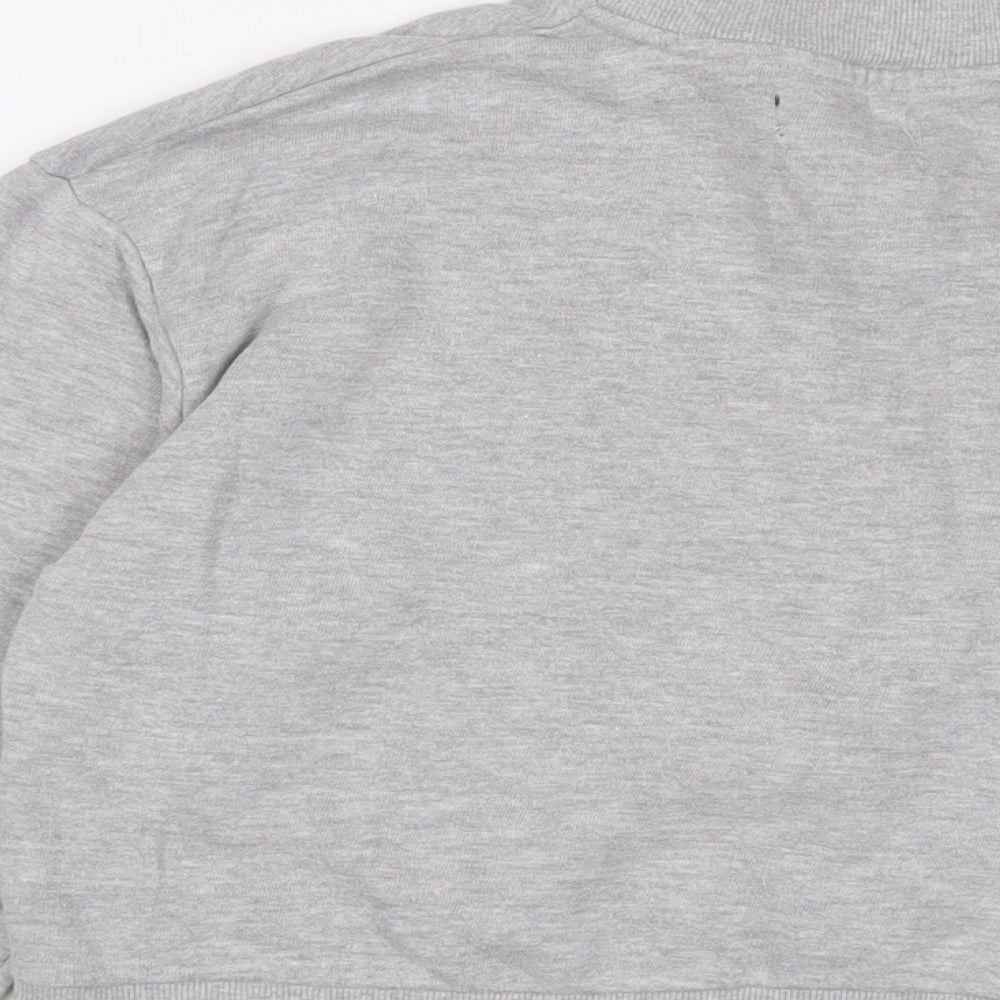 Bershka Womens Grey Striped Cotton Pullover Sweatshirt Size XS Zip - Embroidered