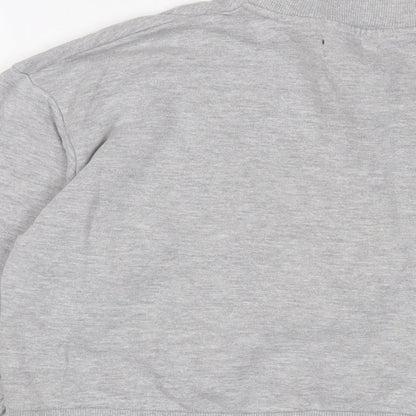 Bershka Womens Grey Striped Cotton Pullover Sweatshirt Size XS Zip - Embroidered