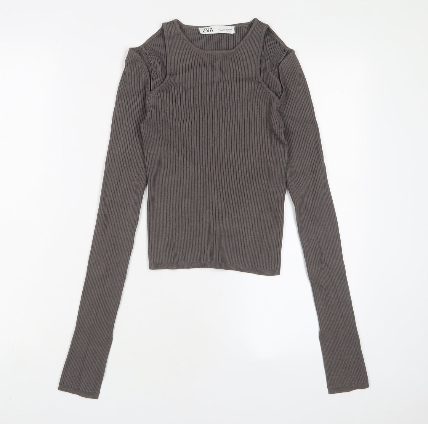 Womens UK Size S Zara Green Cropped T-Shirt