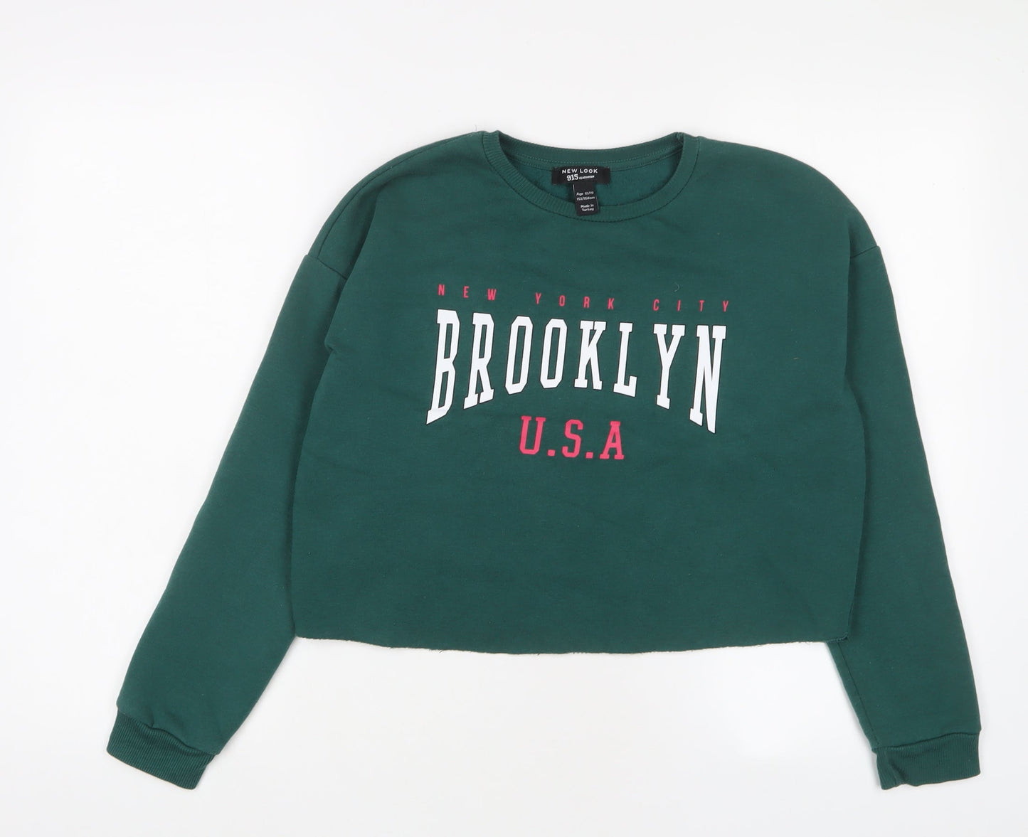 New Look Girls Green Cotton Pullover Sweatshirt Size 12-13 Years Pullover - Brooklyn