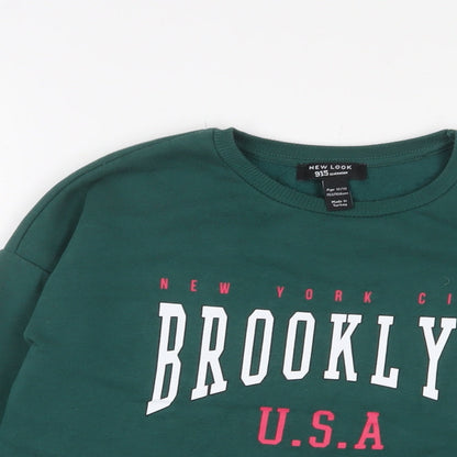 New Look Girls Green Cotton Pullover Sweatshirt Size 12-13 Years Pullover - Brooklyn
