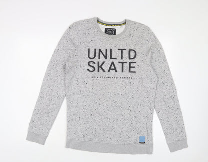Skate Nation Boys Grey Cotton Pullover Sweatshirt Size 12 Years Pullover - Embroidered