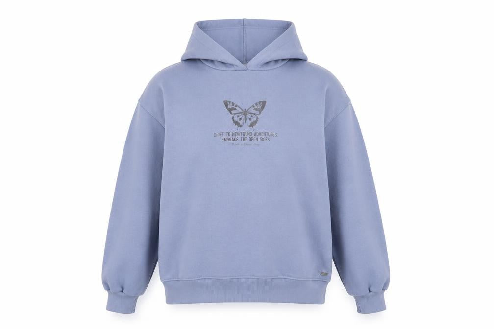 Womens UK Size M Pull&Bear Blue Pullover Hoodie