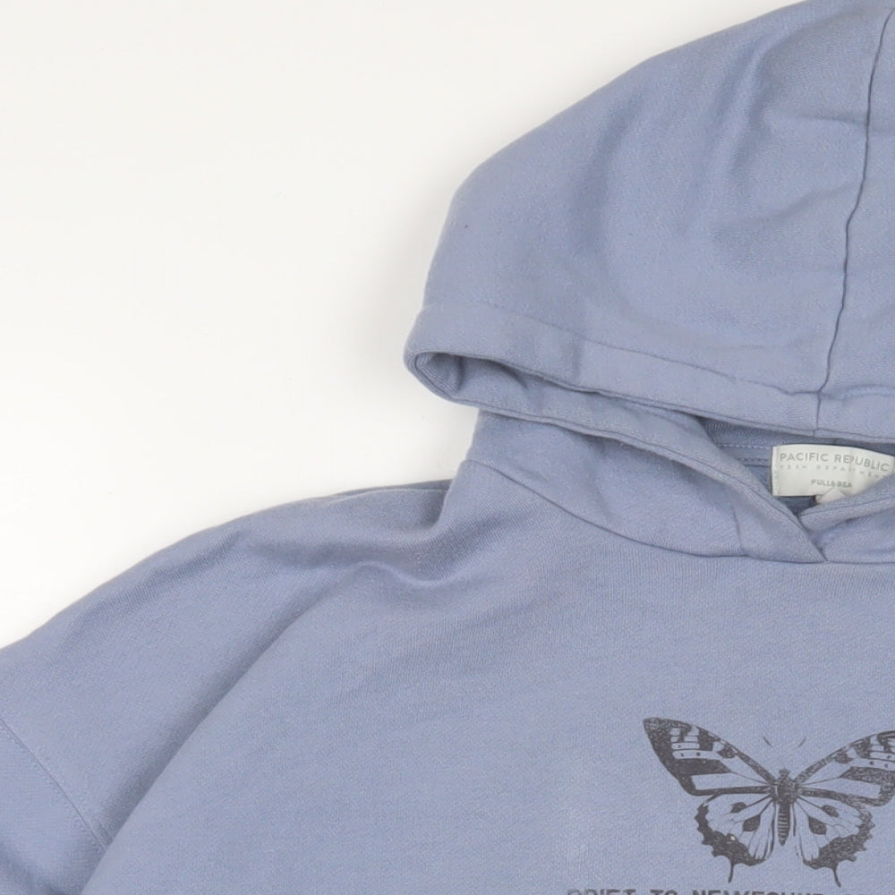 Womens UK Size M Pull&Bear Blue Pullover Hoodie