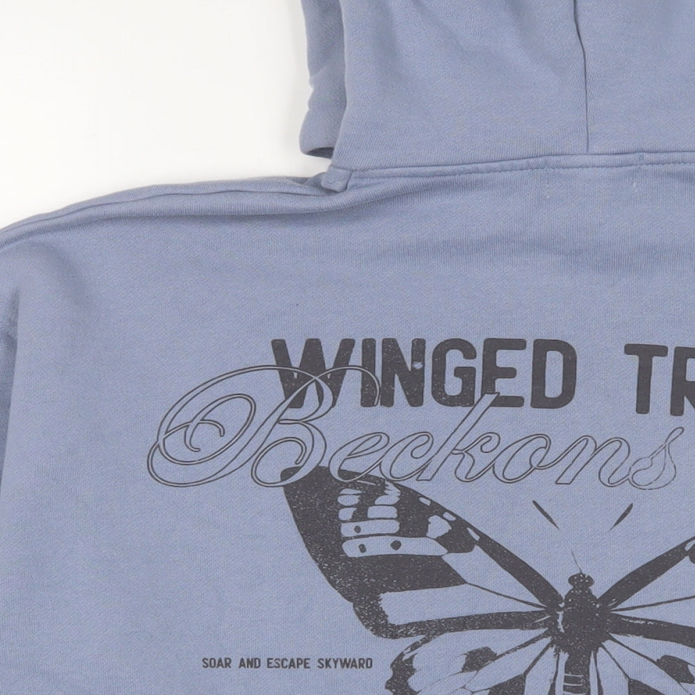 Womens UK Size M Pull&Bear Blue Pullover Hoodie