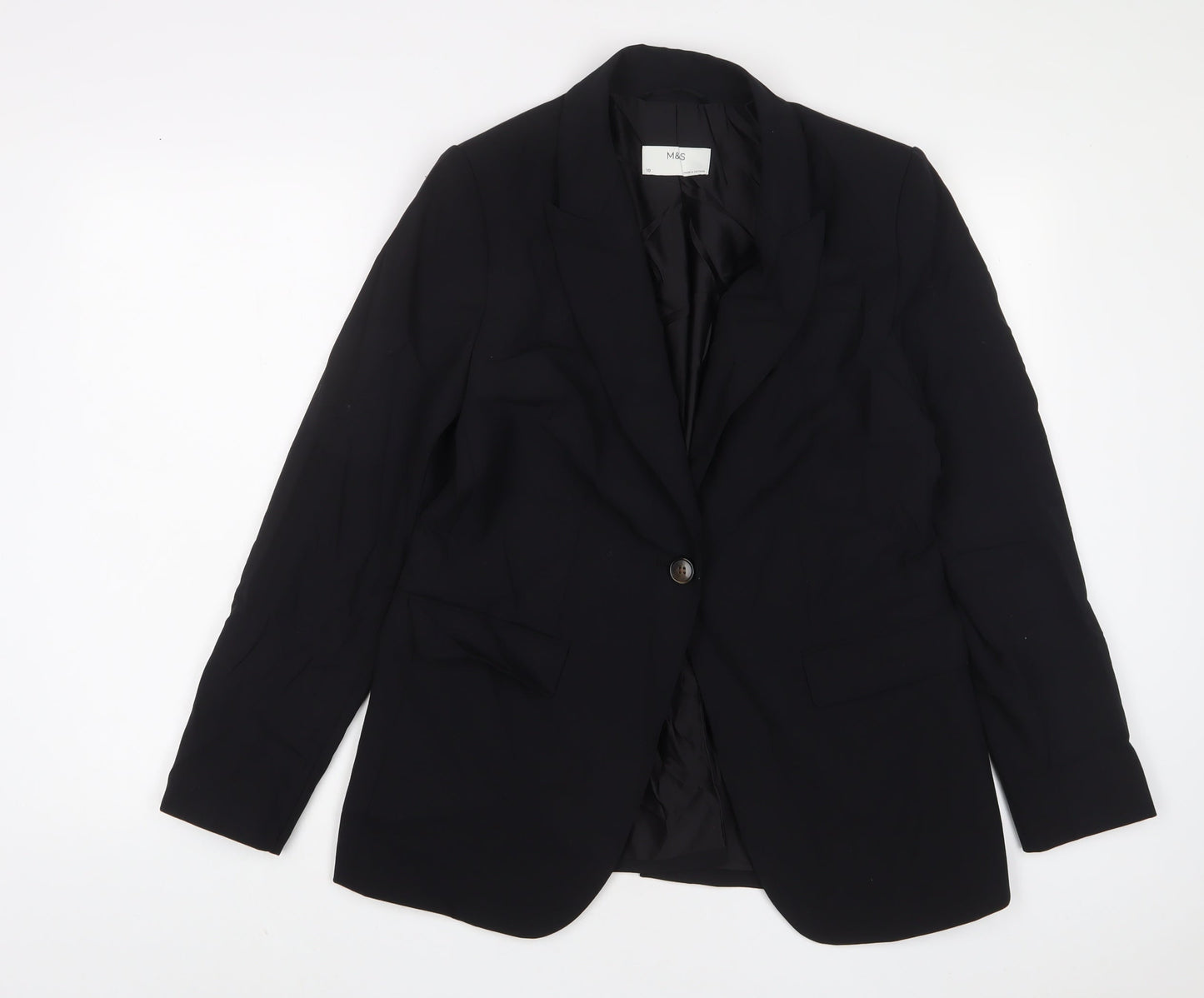 Marks and Spencer Womens Black Wool Jacket Suit Jacket Size 10