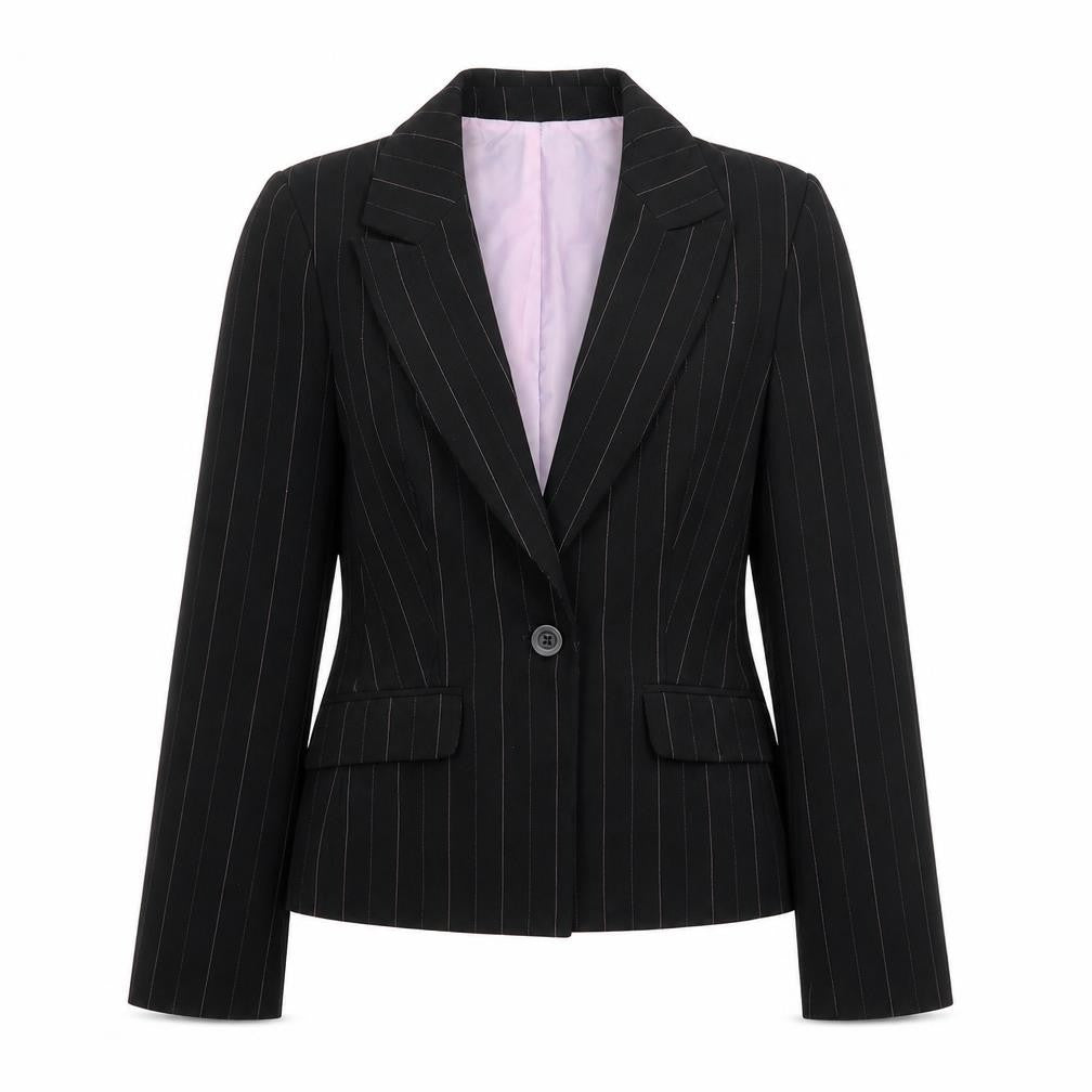 Red Herring Womens Black Striped Jacket Blazer Size 8 Button