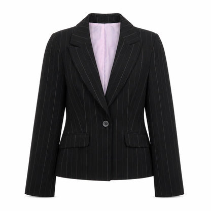 Red Herring Womens Black Striped Jacket Blazer Size 8 Button