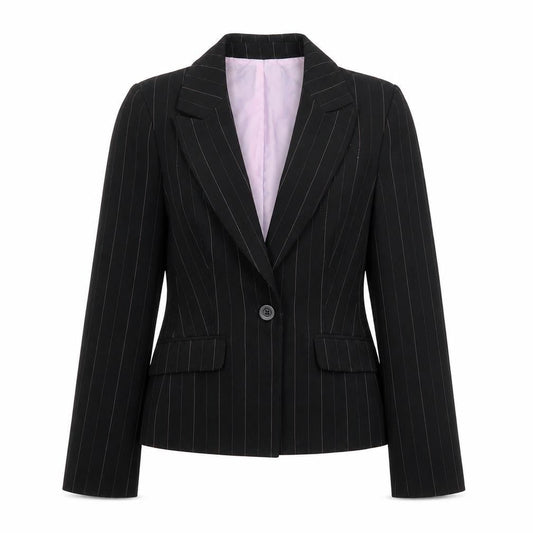 Red Herring Womens Black Striped Jacket Blazer Size 8 Button