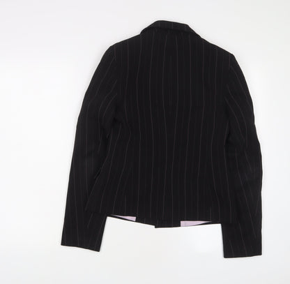 Red Herring Womens Black Striped Jacket Blazer Size 8 Button