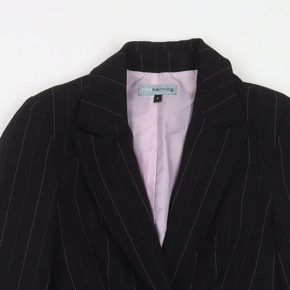 Red Herring Womens Black Striped Jacket Blazer Size 8 Button