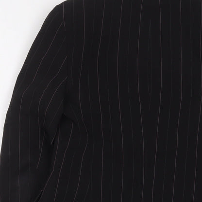 Red Herring Womens Black Striped Jacket Blazer Size 8 Button
