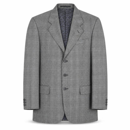 T. Bickerdyke & Sons Mens Grey Plaid Polyester Jacket Suit Jacket Size 40 Regular