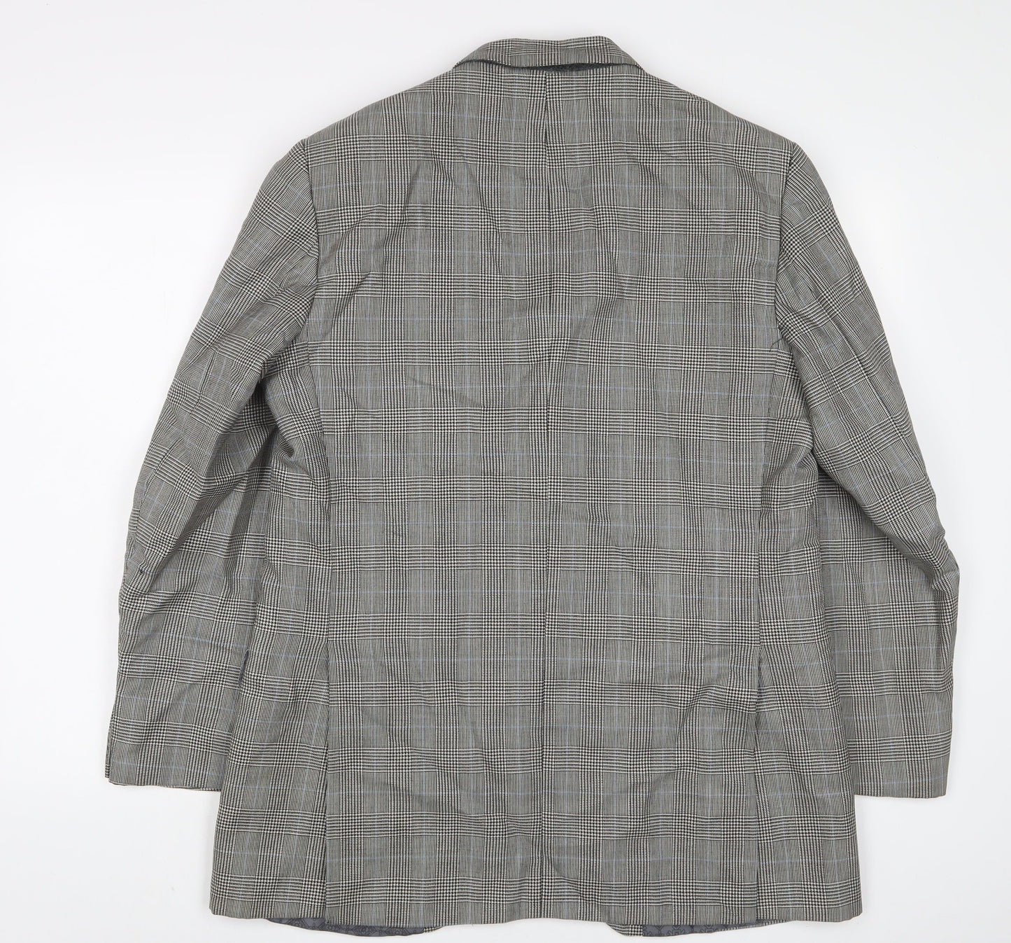 T. Bickerdyke & Sons Mens Grey Plaid Polyester Jacket Suit Jacket Size 40 Regular