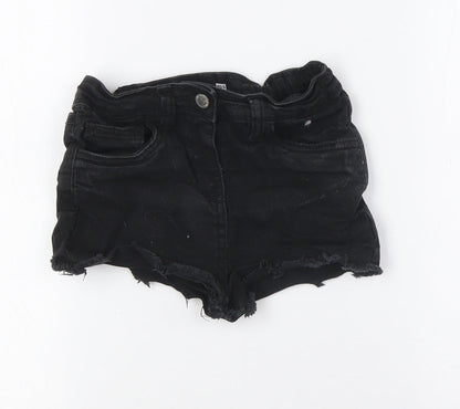 Pep&Co Girls Black Cotton Bermuda Shorts Size 8-9 Years Regular Tie - Raw Hem