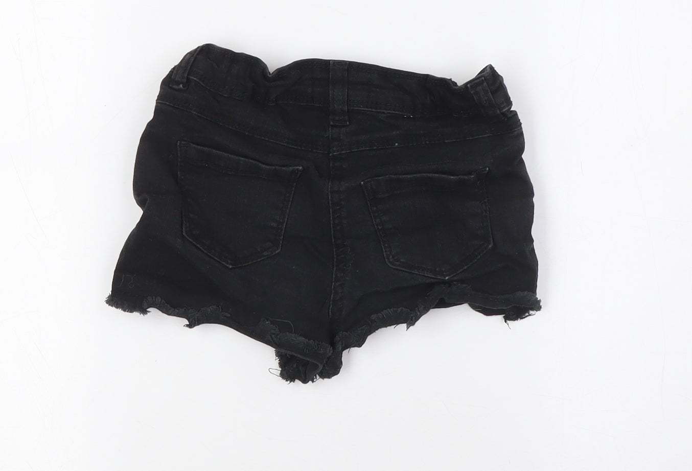 Pep&Co Girls Black Cotton Bermuda Shorts Size 8-9 Years Regular Tie - Raw Hem