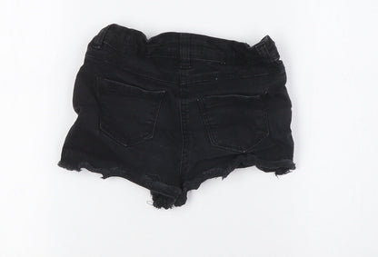 Pep&Co Girls Black Cotton Bermuda Shorts Size 8-9 Years Regular Tie - Raw Hem