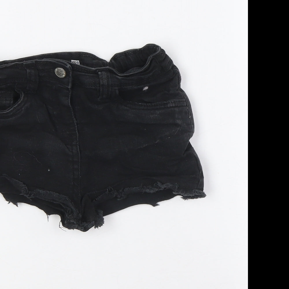 Pep&Co Girls Black Cotton Bermuda Shorts Size 8-9 Years Regular Tie - Raw Hem