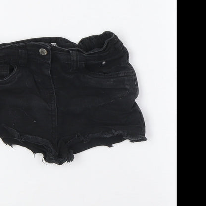 Pep&Co Girls Black Cotton Bermuda Shorts Size 8-9 Years Regular Tie - Raw Hem
