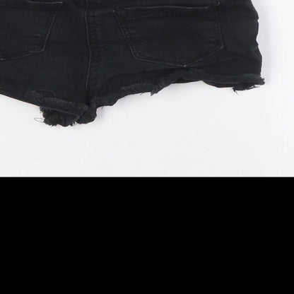 Pep&Co Girls Black Cotton Bermuda Shorts Size 8-9 Years Regular Tie - Raw Hem