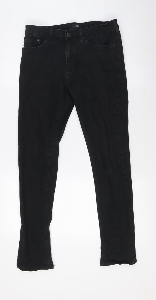 Mens UK Size 30 in River Island Regular Fit Skinny Black Jeans