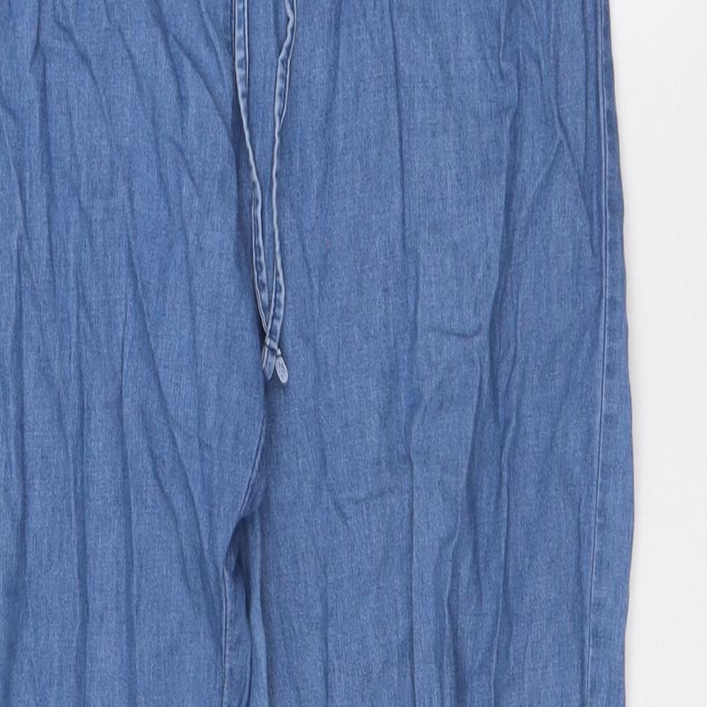 Isle Womens Blue Cotton Straight Jeans Size 12 L29 in Regular Tie - Elasticated Waist