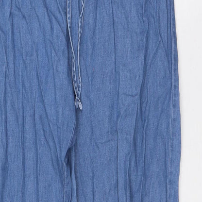 Isle Womens Blue Cotton Straight Jeans Size 12 L29 in Regular Tie - Elasticated Waist