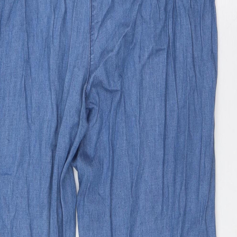 Isle Womens Blue Cotton Straight Jeans Size 12 L29 in Regular Tie - Elasticated Waist
