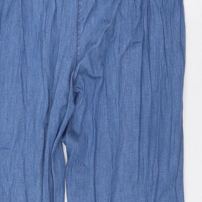 Isle Womens Blue Cotton Straight Jeans Size 12 L29 in Regular Tie - Elasticated Waist