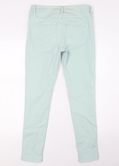 Gok Wan Womens Green Cotton Skinny Jeans Size 12 L27 in Regular Zip